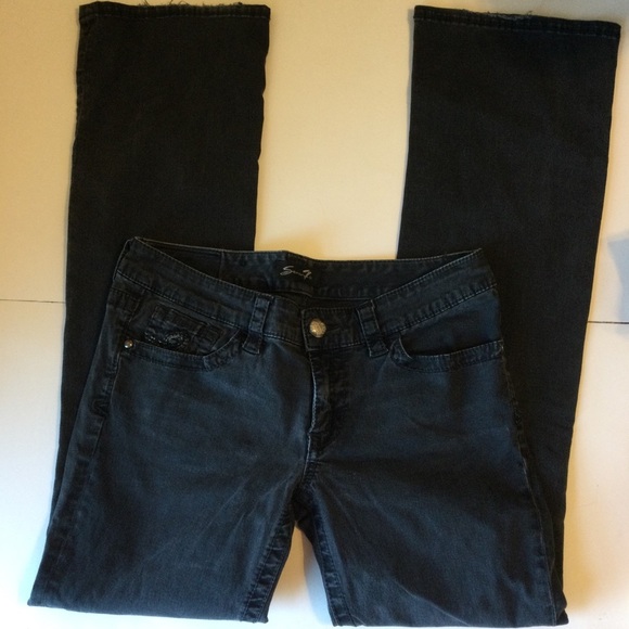Seven 7 Stylish Black Women's Jeans Boot Cut Embroidered Pockets Western Size 8 - Picture 4 of 8